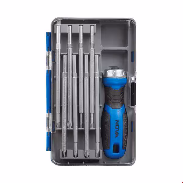 ست پیچ گوشتی قابل تعویض 9 عددی با دسته جغجغه ای نووا NOVA مدل 1350