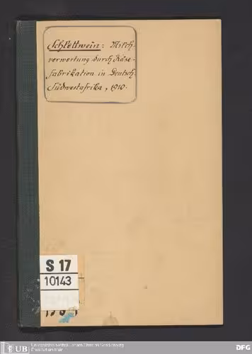 خرید و دانلود نسخه کامل کتاب Milchverwertung durch Käsefabrikation in Deutsch-Südwest-Afrika