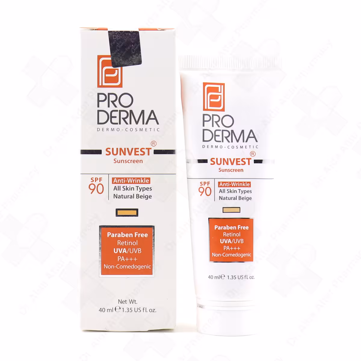 کرم ضد آفتاب و ضد چروک پرودرما SPF90 بژ طبیعی حجم 40 میلی لیتر