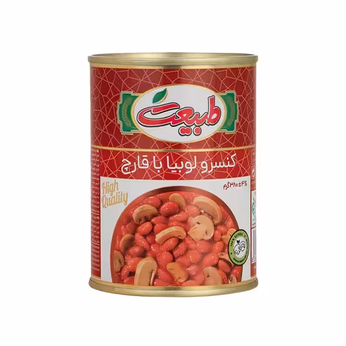 کنسرو لوبیا چیتی با قارچ طبیعت 380 گرمی