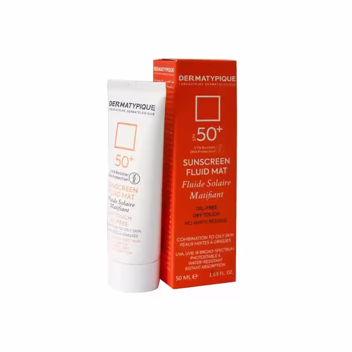 ضد آفتاب فاقد چربی مت SPF50  درماتیپیک بی رنگ 50 میلی لیتر