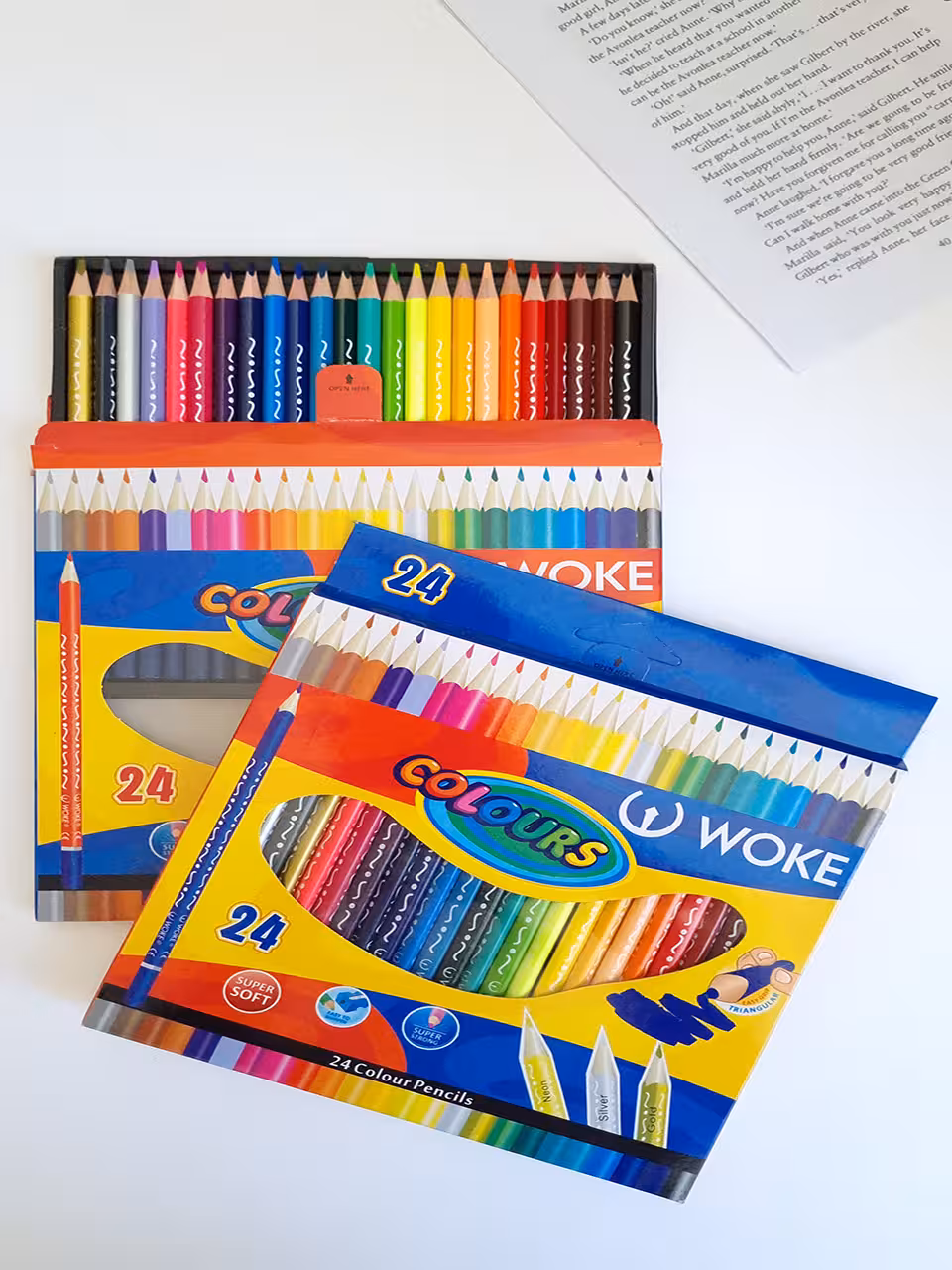 مداد رنگی 24 رنگ جعبه مقوایی ووک مثلثی