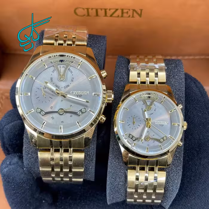 خرید ست ساعت زنانه و مردانه سیتیزن سه موتوره فعال کیفیت عالی موتور ژاپن کد 2115903 - ردگل