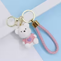 آویز کیف سرکلیدی خرس صورتی پلی استر 38001