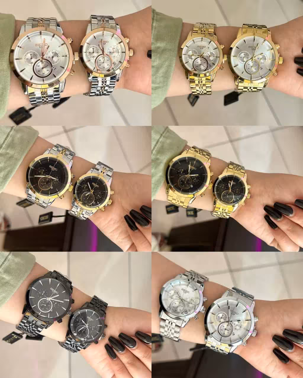 ست و تک ساعت زنانه مردانه سه موتوره سیکو VIP