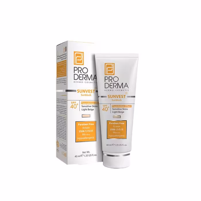 کرم ضد آفتاب بژ روشن پرودرما ⁺SPF40 مناسب پوست های حساس (40 میل)