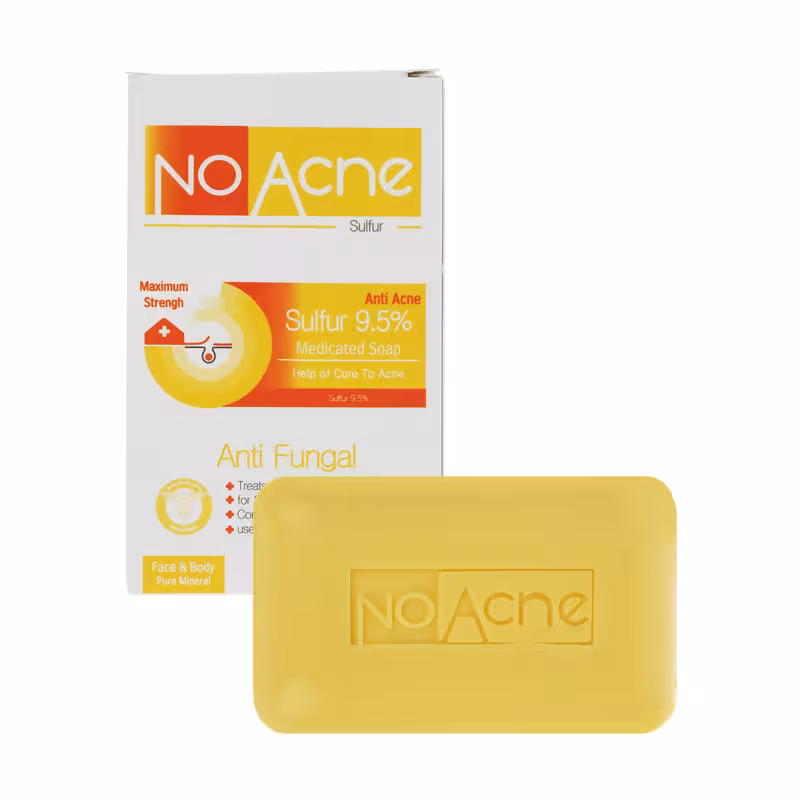 صابون گوگرد ضد قارچ و ضد آکنه نوآکنه حجم 100 گرم | NoAcne Anti Fungal Sulfur 9.5% Medicated Soap 100 g