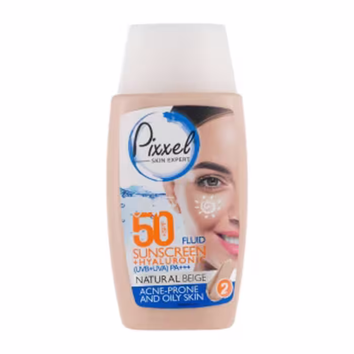 ضد آفتاب رنگی پیکسل با Spf50 مناسب پوست چرب و جوش دار حجم 50 میلی لیتر بژ طبیعی
