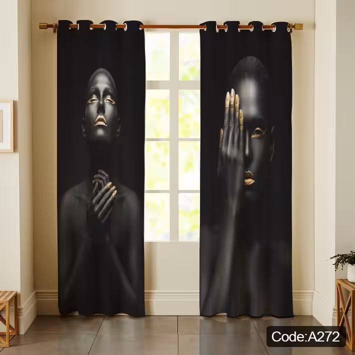 پرده پانچی مخمل چاپی دخترانه کد 272