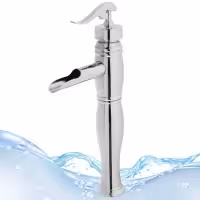 شیر روشویی پایه بلند ناودانی کروم شیرآلات اهرمی آیدا صنعت