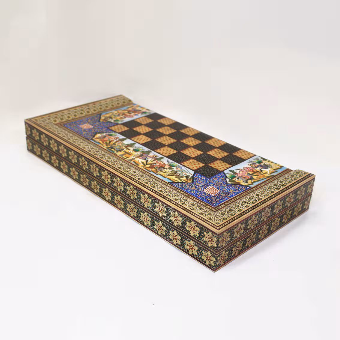 تخته نرد خاتم لبه ستونی نقاشی تذهیب