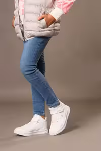 27758 کفش کتانی یونیسکس بچه گانه سفید Velcro High Top – 1618