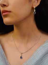 نیمست یاقوت کبود نقره جواهری کد 00314