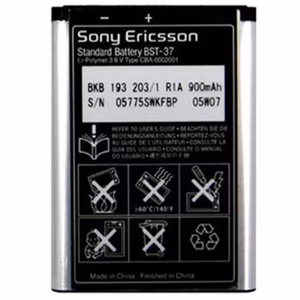 باتری گوشی موبایل سونی SONY K610 کد فنی BST-37 ظرفیت 900 mAh با ضمانت بادکردگی