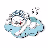 ساعت دیواری  باروچین مدل خرس و ابر کد c-132 کودک انتخاب عالی برای دکوراسیون اتاق