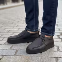 کفش چرم مردانه اسپرت کد SP221BK رنگ خاکستری