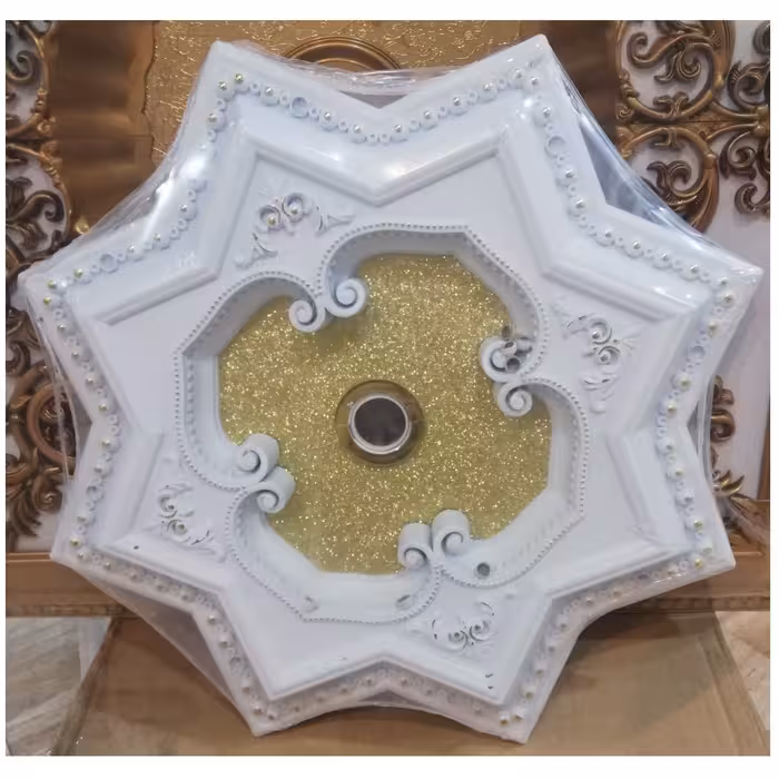 گل سقفی و دور لوستری پیش ساخته آی پارا طرح ستاره سفید 60 در 60 سانتیمتر