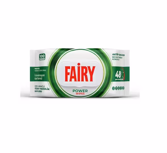 دستمال مرطوب پاک کننده سطوح فیری Power Wipes بسته 100 عددی