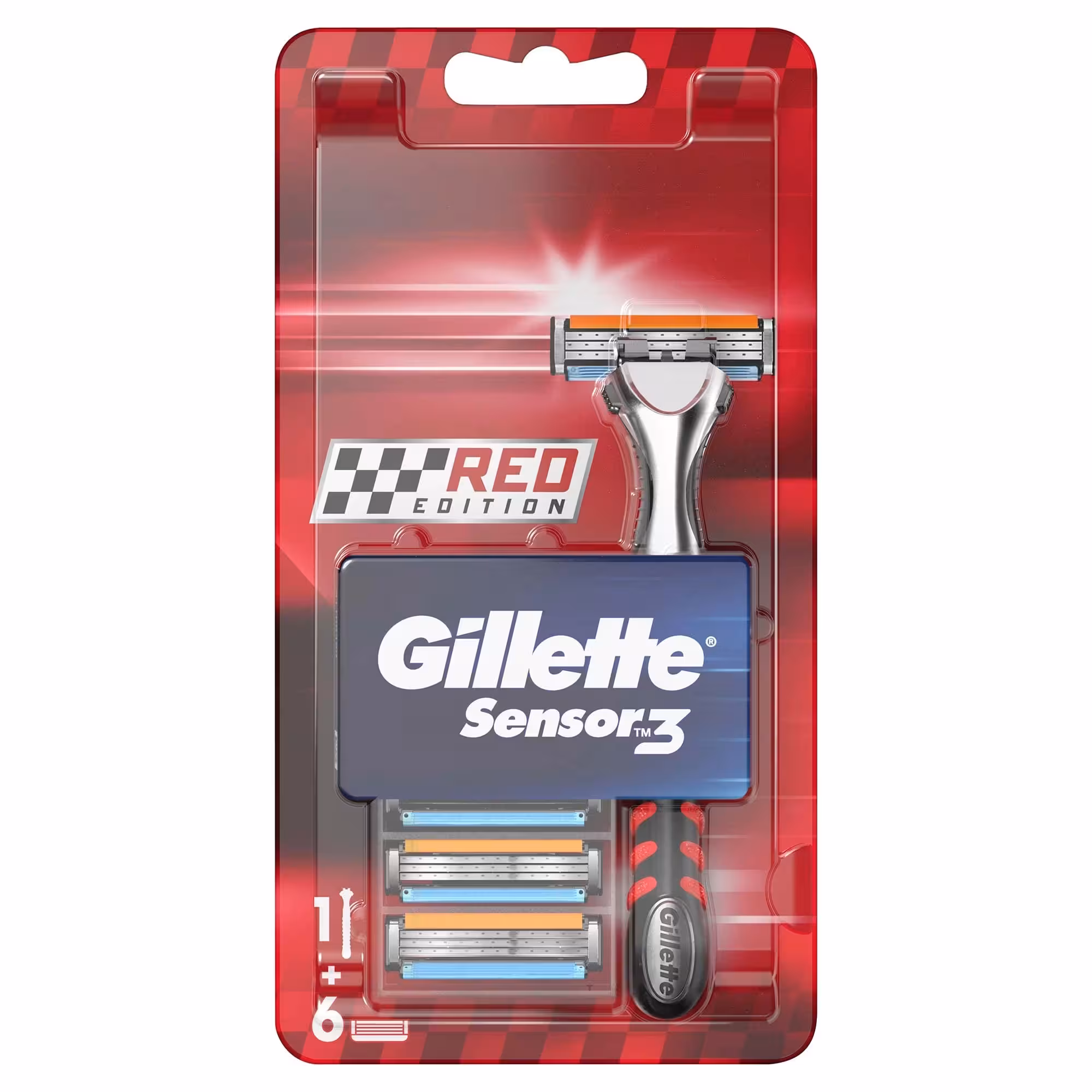 ست دسته و 6 عدد یدک ژیلت سنسور Gillette Sensor 3 مدل Red Edition