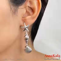 گوشواره دخترانه مینیمال طرح ستاره دریایی فشن رنگ نقره ایی کد GSH151775W