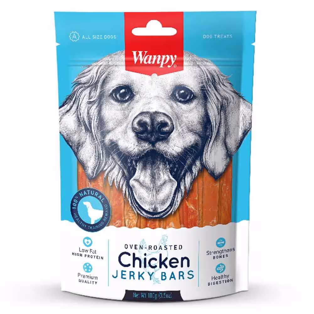 تشویقی سگ ونپی مدل Jerky Bars طعم مرغ وزن 100 گرم
