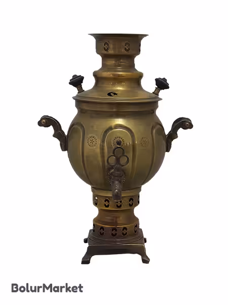 سماور زغالی برنجی انتیک 1/5 لیتر