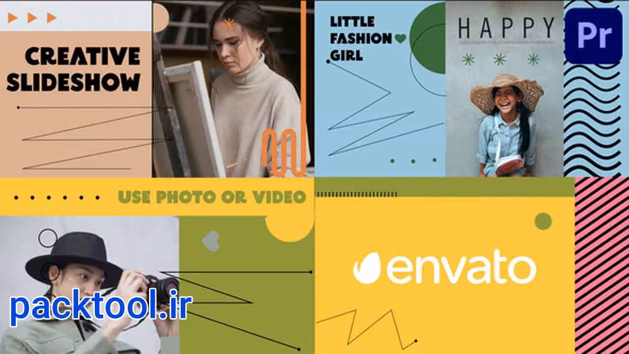 دانلود پروژه پریمیر تیزر تبلیغاتی اسلایدشو رنگارنگ Colorful Bright Slideshow - پک تول