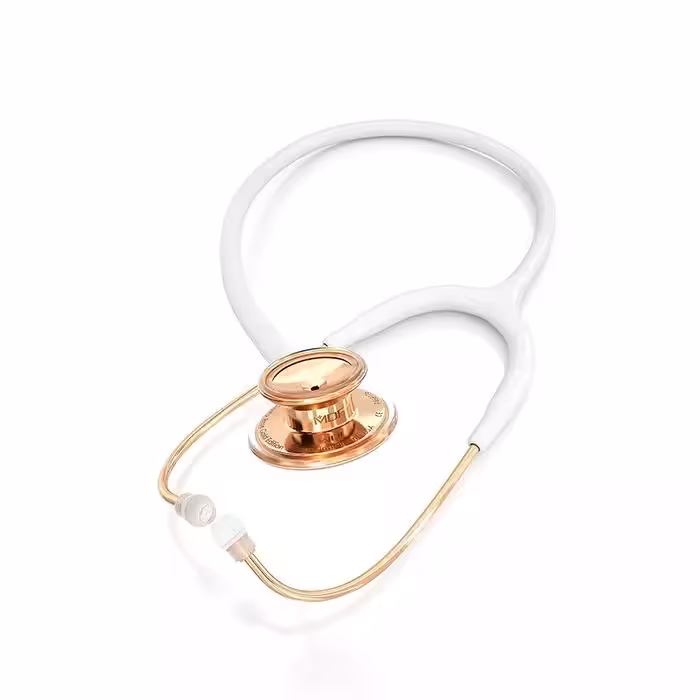 گوشی پزشکی دولوکس MDF مدل 777 رنگ رزگلد سفید
