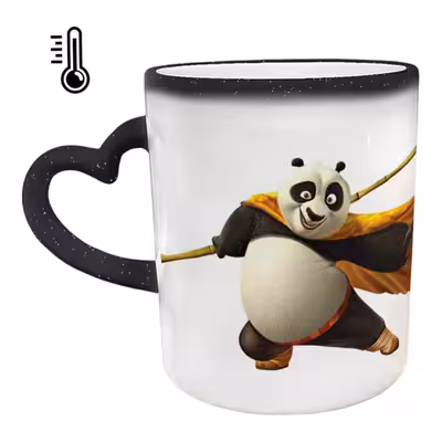 ماگ حرارتی مدل دسته قلبی اکلیلی طرح پاندا کنگ فو کار کد 88