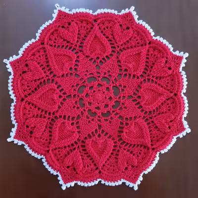 رومیزی بافتنی مدل ماندالای قلب شیرین