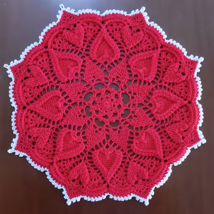 رومیزی بافتنی مدل ماندالای قلب شیرین