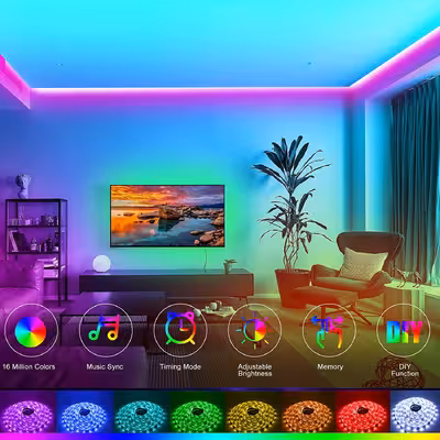 ریسه ال ای دی مدل RGB-remote-app موزیکال طول 5 متر