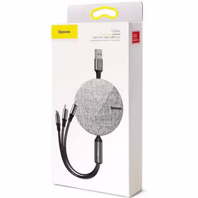 كابل تبديل USB به USB-C/microUSB/لايتنينگ باسئوس مدل CAMLT-BYG1 طول 1.2 متر