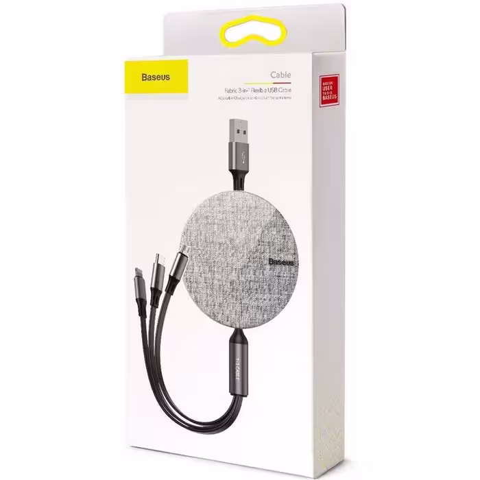 كابل تبديل USB به USB-C/microUSB/لايتنينگ باسئوس مدل CAMLT-BYG1 طول 1.2 متر