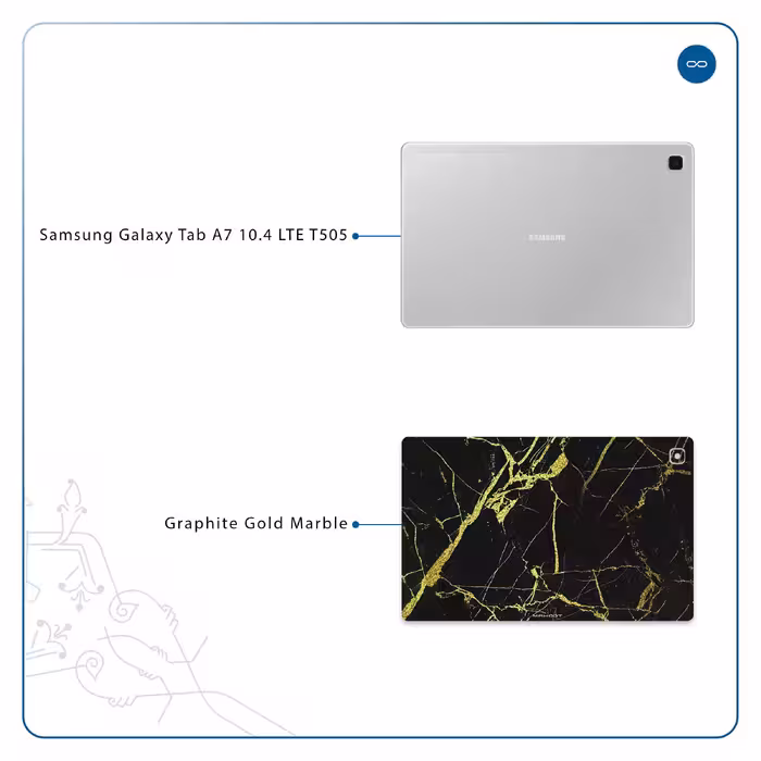 برچسب پوششی ماهوت مدل Graphite-Gold-Marble مناسب برای تبلت سامسونگ Galaxy Tab A7 10.4 LTE 2020 T505