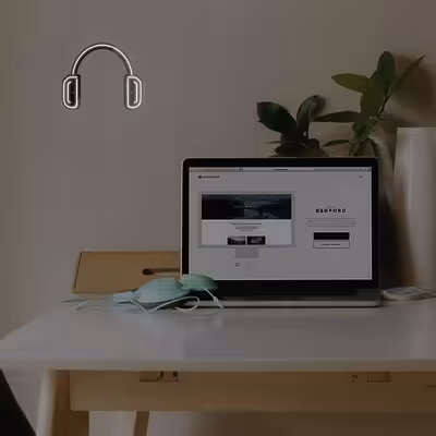 چراغ دیواری نئون دیزاین طرح Headphone-BL_WHT