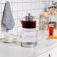 ست کتری و قوری مدل شیشه‌ای کد 18 گنجایش کتری 1.5 لیتر و گنجایش قوری 0.5 لیتر