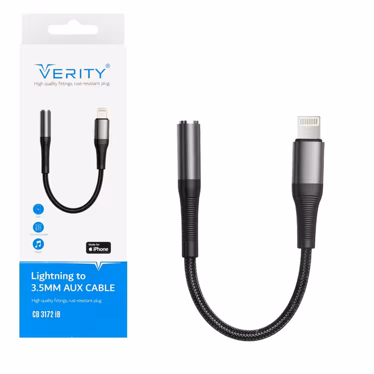 کابل تبدیل Lightning به AUX برند VERITY مدل 3172iB