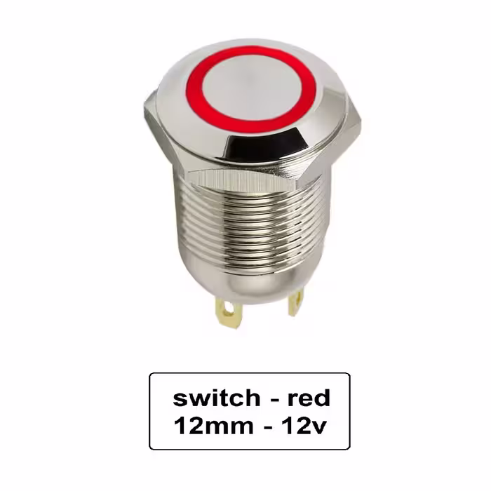 کلید شستی استیل قرمز LED دار قطر 12V/24V – 12mm