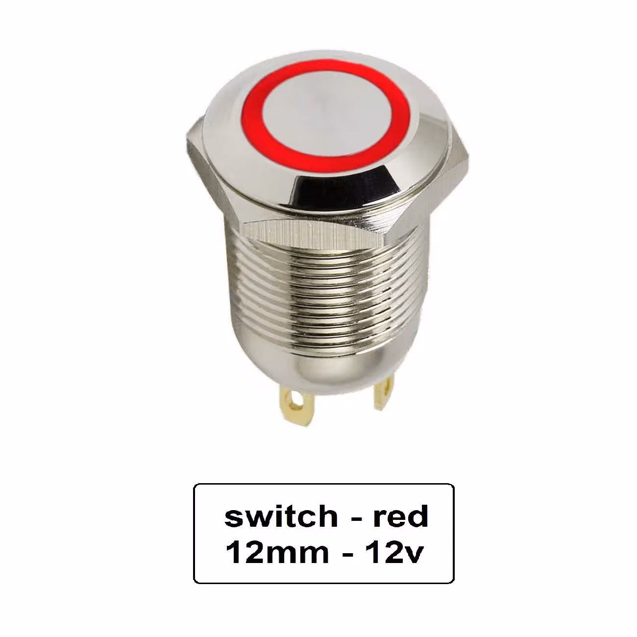 کلید شستی استیل قرمز LED دار قطر 12V/24V – 12mm