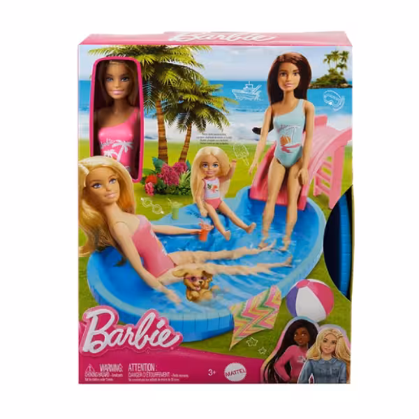 عروسک باربی مدل Doll and Pool Playset کد HRJ74