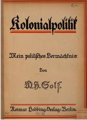 خرید و دانلود نسخه کامل کتاب Kolonialpolitik : Mein politisches Vermächtnis
