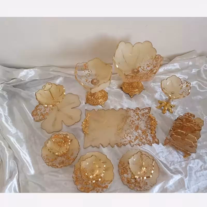 ظروف پذیرایی رزینی سرویس 6نفره رزینی جهیزیه عروس