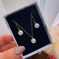 نیم ست مروارید پرورشی اصل - ست گردنبند و گوشواره مروارید