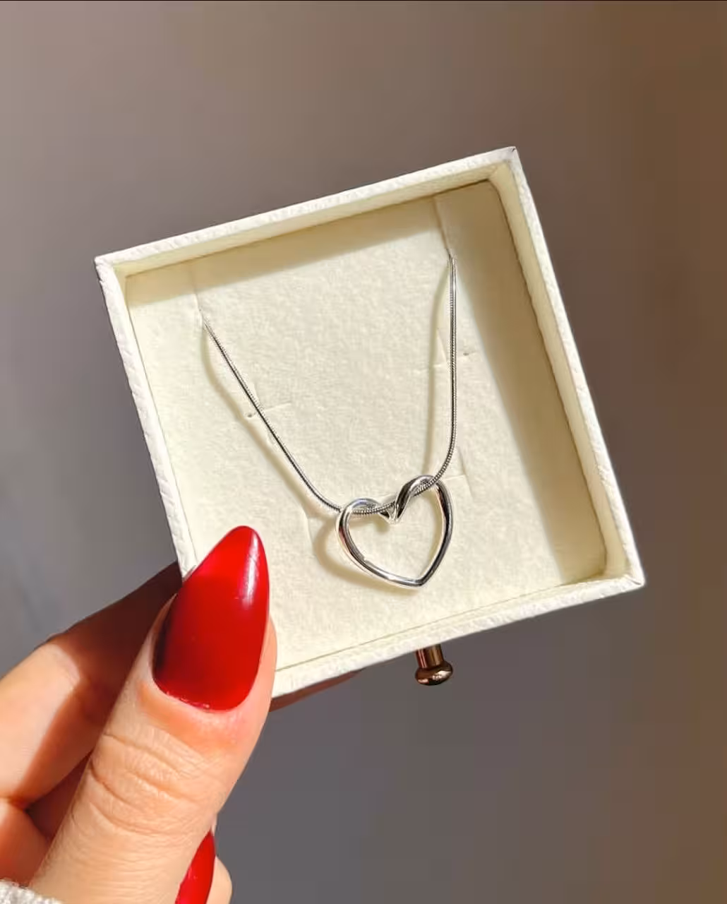 گردنبند استیل قلبی نقره ای
