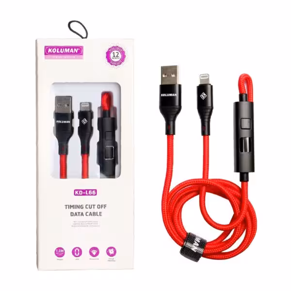 کابل تبدیل USB به لایتنینگ کلومن مدل KD-L66 طول 1 متر قرمز