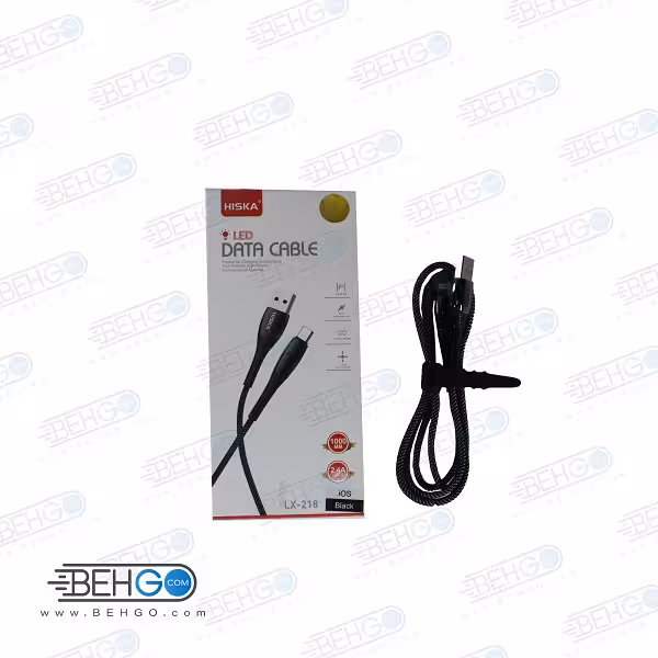کابل شارژ ایفون مدل HISKA LED DATA CABLE IOS HISKA LX-218
