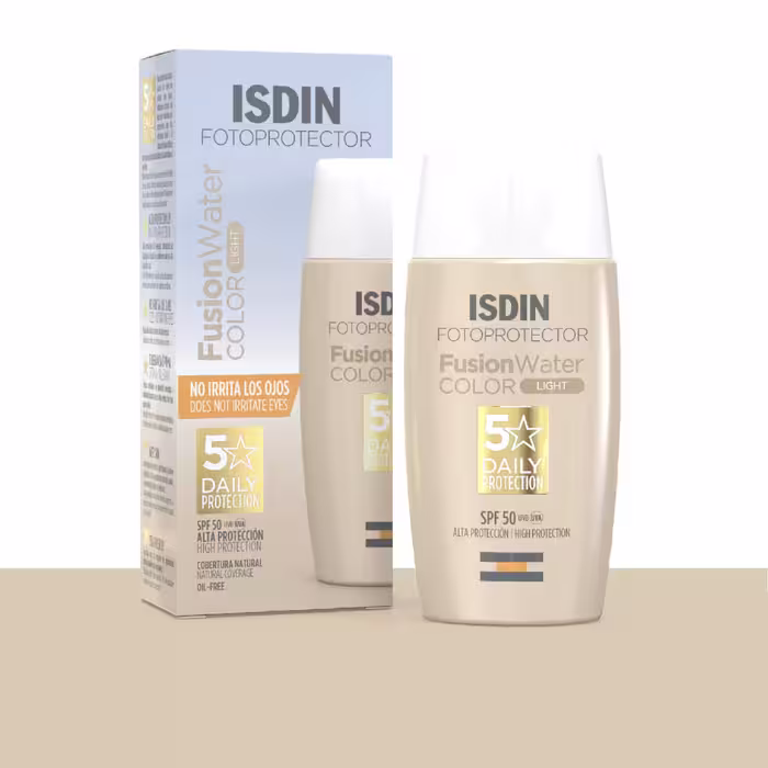 ضد آفتاب فیوژن واتر رنگی SPF 50 ایزدین رنگ لایت | سبک، بی‌چربی، مناسب پوست حساس