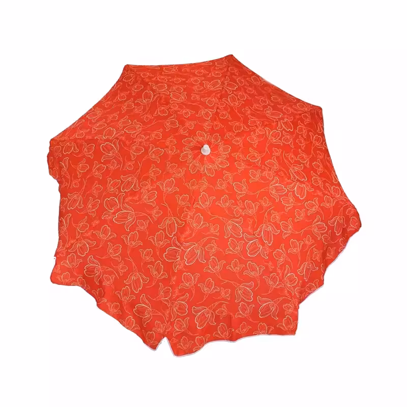 سایه بان قطر دو متر با پارچه نانو طرح گل دار،آب گریز رنگ قرمز،مسافرتی