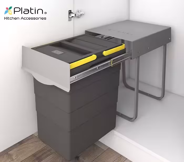 سطل زباله ریلی تک مخزنه 40 لیتری پلاتین کد 3613